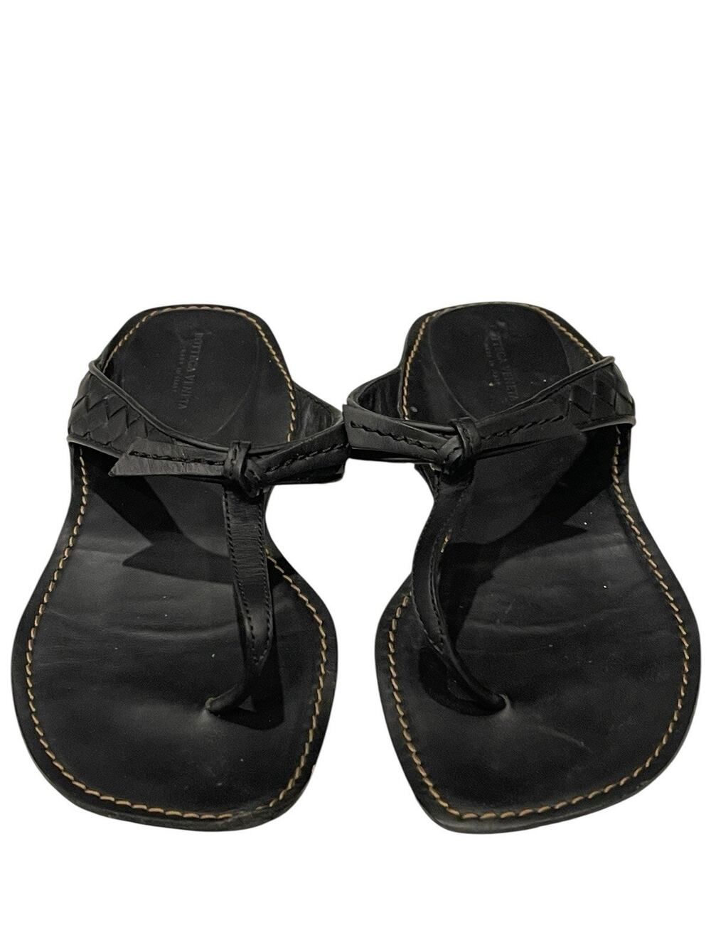 Bottega Veneta Black Flip Flops sz 36.5